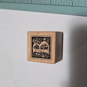 B Monogram rubber stamp with floral vine